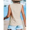 CUPSHE Women Tops Sleeveless Tank Cutout Blouse Crew Neck Shirt Lace Tee Summer Casual Dressy(Beige)