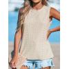 CUPSHE Women Tops Sleeveless Tank Cutout Blouse Crew Neck Shirt Lace Tee Summer Casual Dressy(Beige)