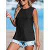 CUPSHE Women Tops Sleeveless Tank Cutout Blouse Crew Neck Shirt Lace Tee Summer Casual Dressy(Black)