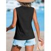 CUPSHE Women Tops Sleeveless Tank Cutout Blouse Crew Neck Shirt Lace Tee Summer Casual Dressy(Black)