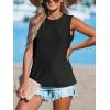 CUPSHE Women Tops Sleeveless Tank Cutout Blouse Crew Neck Shirt Lace Tee Summer Casual Dressy(Black)