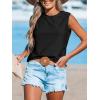 CUPSHE Women Tops Sleeveless Tank Cutout Blouse Crew Neck Shirt Lace Tee Summer Casual Dressy(Black)