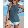 CUPSHE Women Tops Sleeveless Tank Cutout Blouse Crew Neck Shirt Lace Tee Summer Casual Dressy(Blue)