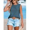 CUPSHE Women Tops Sleeveless Tank Cutout Blouse Crew Neck Shirt Lace Tee Summer Casual Dressy(Blue)