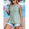CUPSHE Women Tops Sleeveless Tank Cutout Blouse Crew Neck Shirt Lace Tee Summer Casual Dressy(Green)