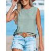 CUPSHE Women Tops Sleeveless Tank Cutout Blouse Crew Neck Shirt Lace Tee Summer Casual Dressy(Green)