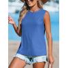 CUPSHE Women Tops Sleeveless Tank Cutout Blouse Crew Neck Shirt Lace Tee Summer Casual Dressy(Royal Blue)