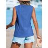 CUPSHE Women Tops Sleeveless Tank Cutout Blouse Crew Neck Shirt Lace Tee Summer Casual Dressy(Royal Blue)