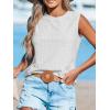 CUPSHE Women Tops Sleeveless Tank Cutout Blouse Crew Neck Shirt Lace Tee Summer Casual Dressy(White)