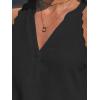 CUPSHE Women Tops Sleeveless V Neck Shirt Lace Tee Solid Casual Summer(Black)