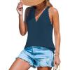 CUPSHE Women Tops Sleeveless V Neck Shirt Lace Tee Solid Casual Summer(Navy)