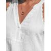 CUPSHE Women Tops Sleeveless V Neck Shirt Lace Tee Solid Casual Summer(White)