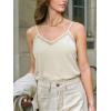 CUPSHE Women Velvet Tank Tops Adjustable Sleeveless Cami Tops Going Out Camisole Shirts(Beige)