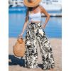 CUPSHE Women Wide Leg Beach Pants Tropical Floral Plus Size Pants with Pockets Vacation Casual Dressy(Black)