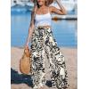 CUPSHE Women Wide Leg Beach Pants Tropical Floral Plus Size Pants with Pockets Vacation Casual Dressy(Black)