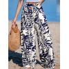 CUPSHE Women Wide Leg Beach Pants Tropical Floral Plus Size Pants with Pockets Vacation Casual Dressy(Blue)