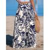 CUPSHE Women Wide Leg Beach Pants Tropical Floral Plus Size Pants with Pockets Vacation Casual Dressy(Blue)