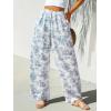 CUPSHE Women Wide Leg Beach Pants Tropical Floral Plus Size Pants with Pockets Vacation Casual Dressy(Blue Floral)