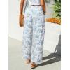 CUPSHE Women Wide Leg Beach Pants Tropical Floral Plus Size Pants with Pockets Vacation Casual Dressy(Blue Floral)