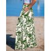 CUPSHE Women Wide Leg Beach Pants Tropical Floral Plus Size Pants with Pockets Vacation Casual Dressy(Green)