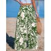 CUPSHE Women Wide Leg Beach Pants Tropical Floral Plus Size Pants with Pockets Vacation Casual Dressy(Green)