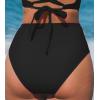 CUPSHE Women’s Bikini Bottom High Waisted Swimsuit Ruched Bathing Suit Stitching Full Coverage Swimwear Bottom(Black)