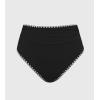 CUPSHE Women’s Bikini Bottom High Waisted Swimsuit Ruched Bathing Suit Stitching Full Coverage Swimwear Bottom(Black)