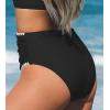 CUPSHE Women’s Bikini Bottom High Waisted Swimsuit Ruched Bathing Suit Stitching Full Coverage Swimwear Bottom(Black)
