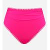 CUPSHE Women’s Bikini Bottom High Waisted Swimsuit Ruched Bathing Suit Stitching Full Coverage Swimwear Bottom(Magenta Pink)