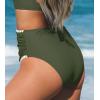 CUPSHE Women’s Bikini Bottom High Waisted Swimsuit Ruched Bathing Suit Stitching Full Coverage Swimwear Bottom(Olive Green)