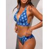 CUPSHE Women’s Bikini Sets Halter V Neck Adjustable Wide Self Tied Straps Bathing Suit Standard Rise(Tropical Blue)