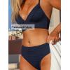 CUPSHE Women’s Bikini Sets Two Piece Swimsuit High Waisted V Neck Textured Crisscross Back Tie Bathing Suits(Navy Blue)