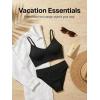 CUPSHE Women’s Bikini Sets Two Piece Swimsuit Sporty Mid Rise Scoop Neck Adjustable Spaghetti Straps Textured Midkini(Black)