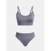 CUPSHE Women’s Bikini Sets Two Piece Swimsuit Sporty Mid Rise Scoop Neck Adjustable Spaghetti Straps Textured Midkini(Slate Gray)