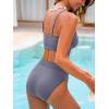 CUPSHE Women’s Bikini Sets Two Piece Swimsuit Sporty Mid Rise Scoop Neck Adjustable Spaghetti Straps Textured Midkini(Slate Gray)