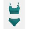CUPSHE Women’s Bikini Sets Two Piece Swimsuit Sporty Mid Rise Scoop Neck Adjustable Spaghetti Straps Textured Midkini(Teal Green)