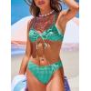 CUPSHE Women’s Bikini Sets Two Piece Swimsuit V Neck Textured Back Self Tie Spaghetti Straps Mid Rise(White/Green Gingham)