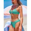 CUPSHE Women’s Bikini Sets Two Piece Swimsuit V Neck Textured Back Self Tie Spaghetti Straps Mid Rise(White/Green Gingham)