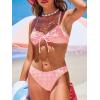 CUPSHE Women’s Bikini Sets Two Piece Swimsuit V Neck Textured Back Self Tie Spaghetti Straps Mid Rise(White/Pink Gingham)