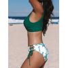 CUPSHE Women’s Bikini Swimsuit Front Cross Lace Up Two Piece Bathing Suit(Emerald Green/Leaf)