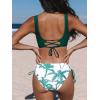 CUPSHE Women’s Bikini Swimsuit Front Cross Lace Up Two Piece Bathing Suit(Emerald Green/Leaf)