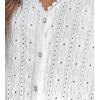 CUPSHE Women’s Blouses Eyelet Tops Long Sleeve V Neck Puff Sleeve Shirts Dressy Casual(White)
