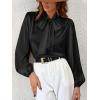 CUPSHE Women’s Blouses Long Sleeve Satin Shirts Bow Tie High Neck Tops Dressy Casual(Black)