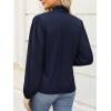 CUPSHE Women’s Blouses Long Sleeve Satin Shirts Bow Tie High Neck Tops Dressy Casual(Dark Blue)