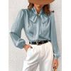 CUPSHE Women’s Blouses Long Sleeve Satin Shirts Bow Tie High Neck Tops Dressy Casual(Light Blue)