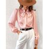 CUPSHE Women’s Blouses Long Sleeve Satin Shirts Bow Tie High Neck Tops Dressy Casual(Pink)
