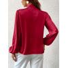 CUPSHE Women’s Blouses Long Sleeve Satin Shirts Bow Tie High Neck Tops Dressy Casual(Red)