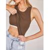 CUPSHE Womens Built in Bra Tank Tops Ribbed Sleeveless 2025 Summer Basic Tops(Brown)