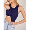 CUPSHE Womens Built in Bra Tank Tops Ribbed Sleeveless 2025 Summer Basic Tops(Navy Blue)