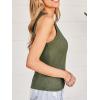 CUPSHE Womens Built in Bra Tank Tops Ribbed Sleeveless 2025 Summer Basic Tops(Olive Green)